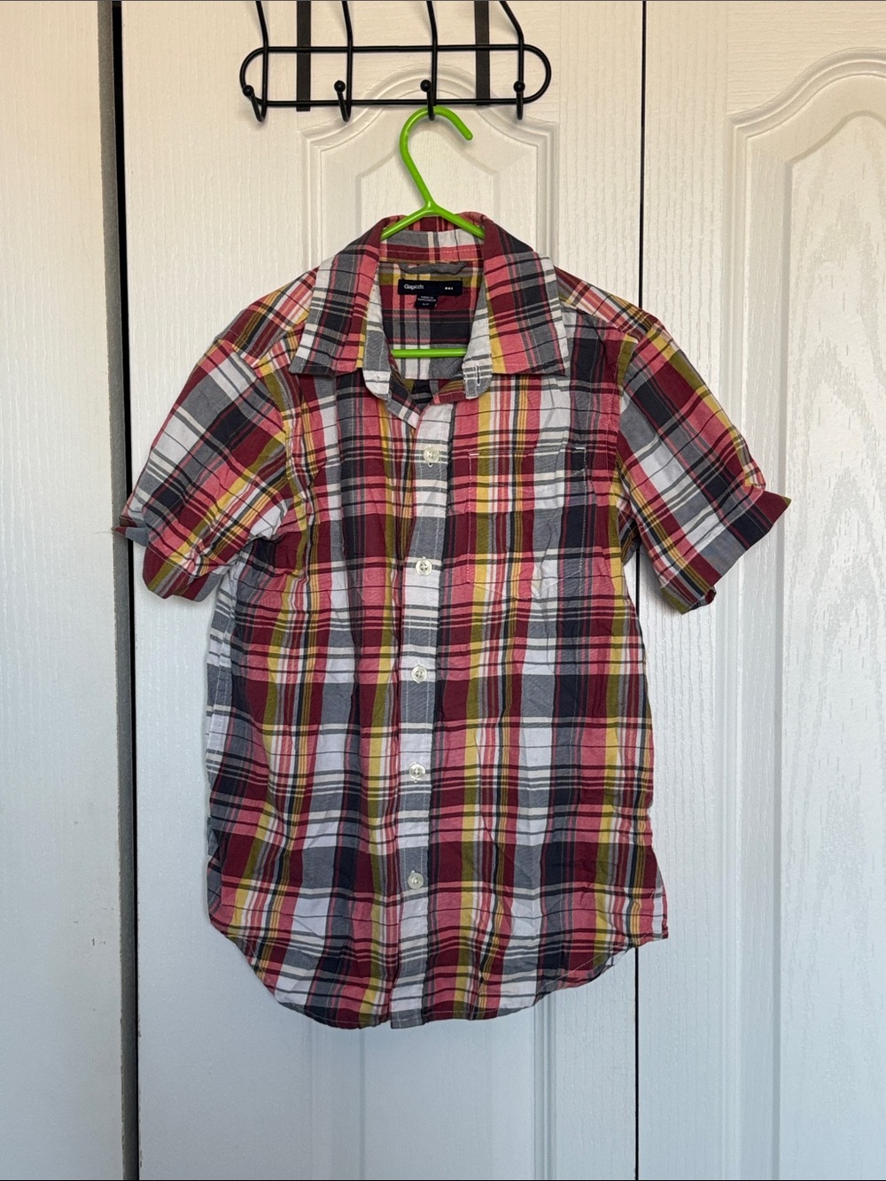 Gap Kids Size Small Multi Color Plaid Short Sleeve Button Down Shirt (6-7)